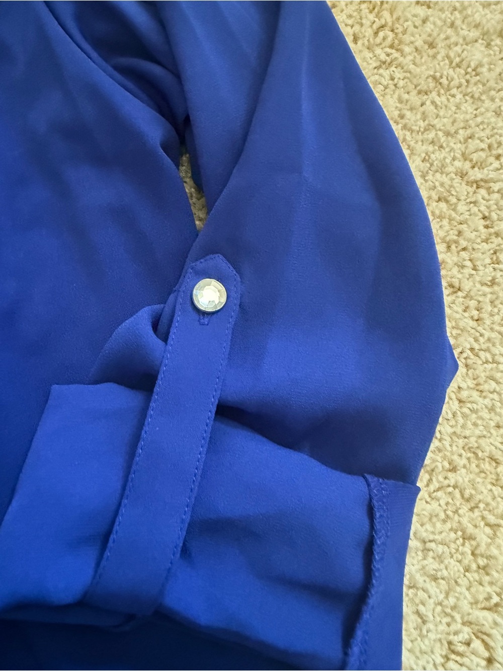 Peter Nygard Cobalt Blue Button-Front Blouse - Picture 5 of 5